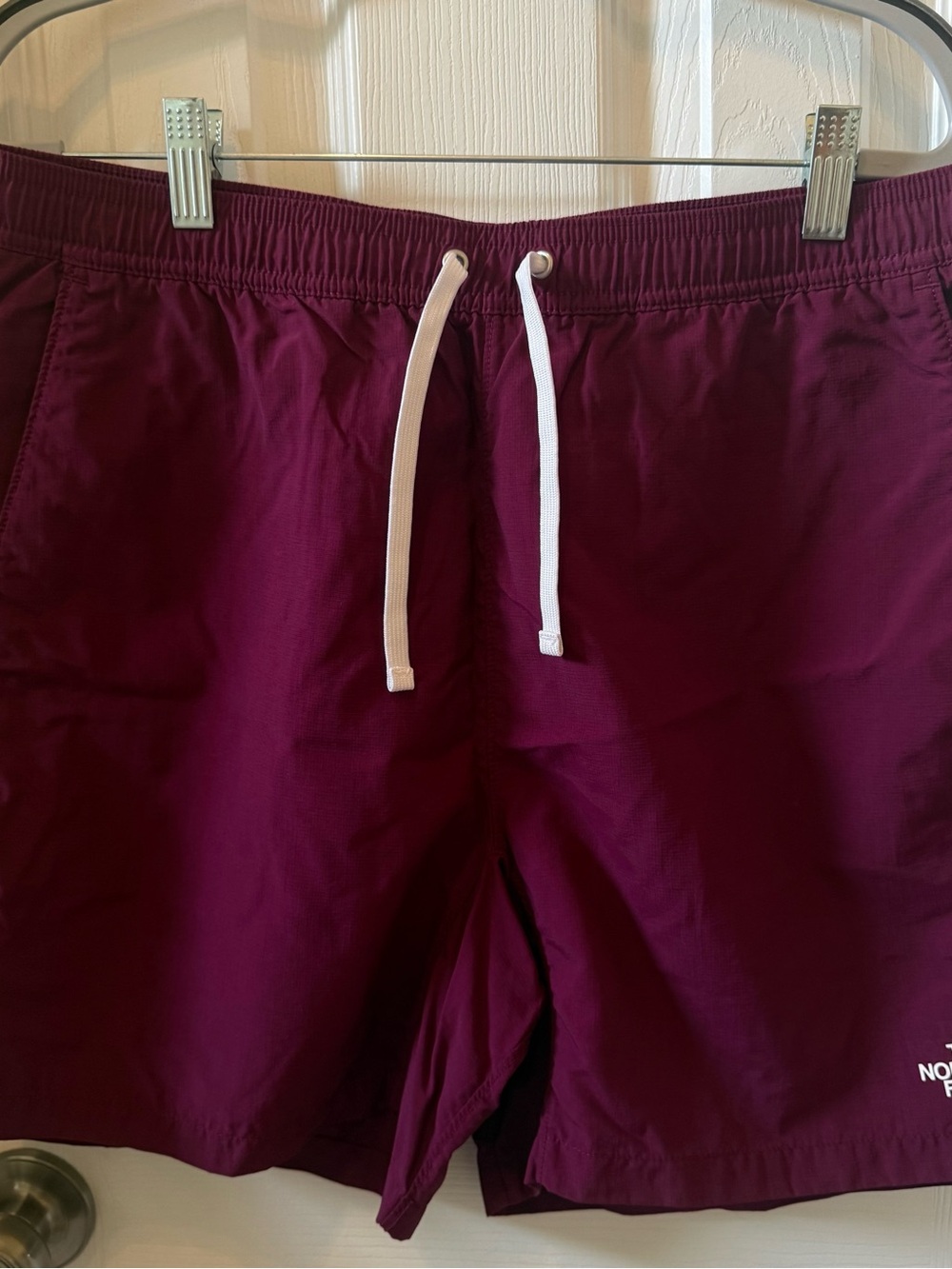 North Face Burgundy Shorts with White Drawstring